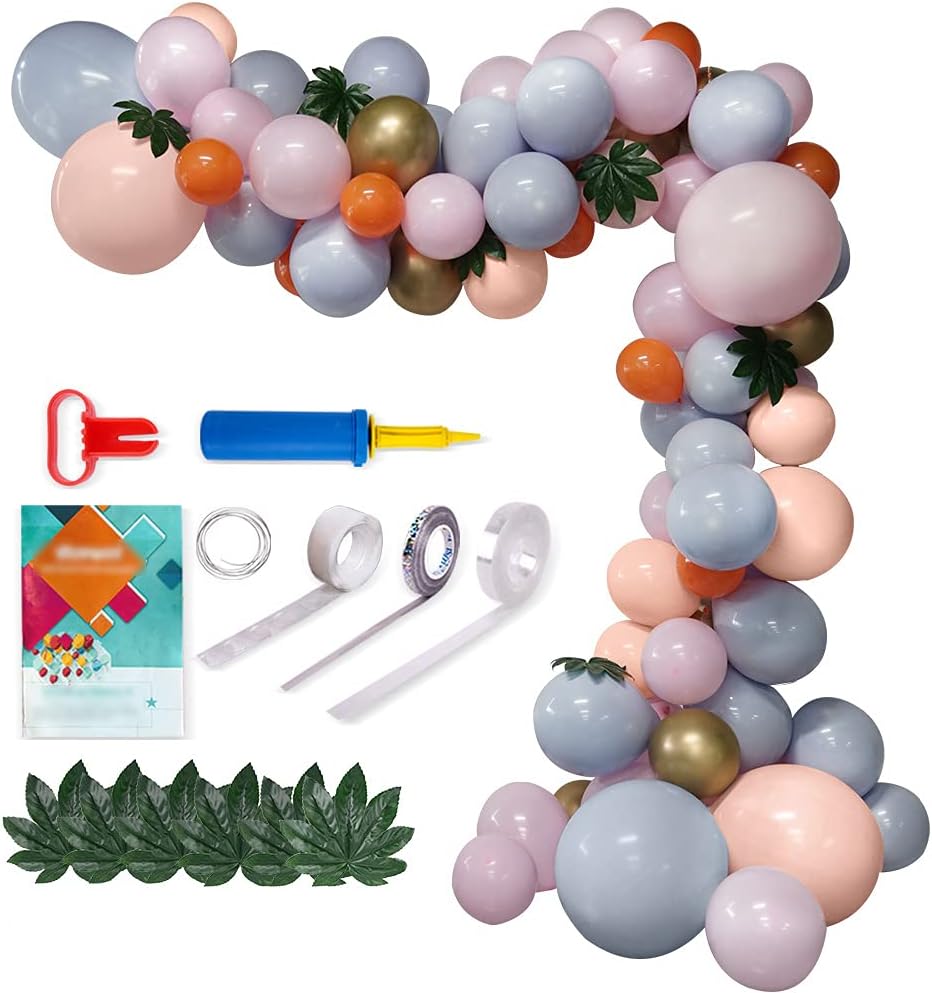 Balloons for Parties,Garland Latex Balloon Arch Ganland Kit 92 Pieces Grayd | Pink | Gold | Orange | Dusty Pink Balloons for Baby Showers, Weddings, Graduations, Corporate Events, Engagements
