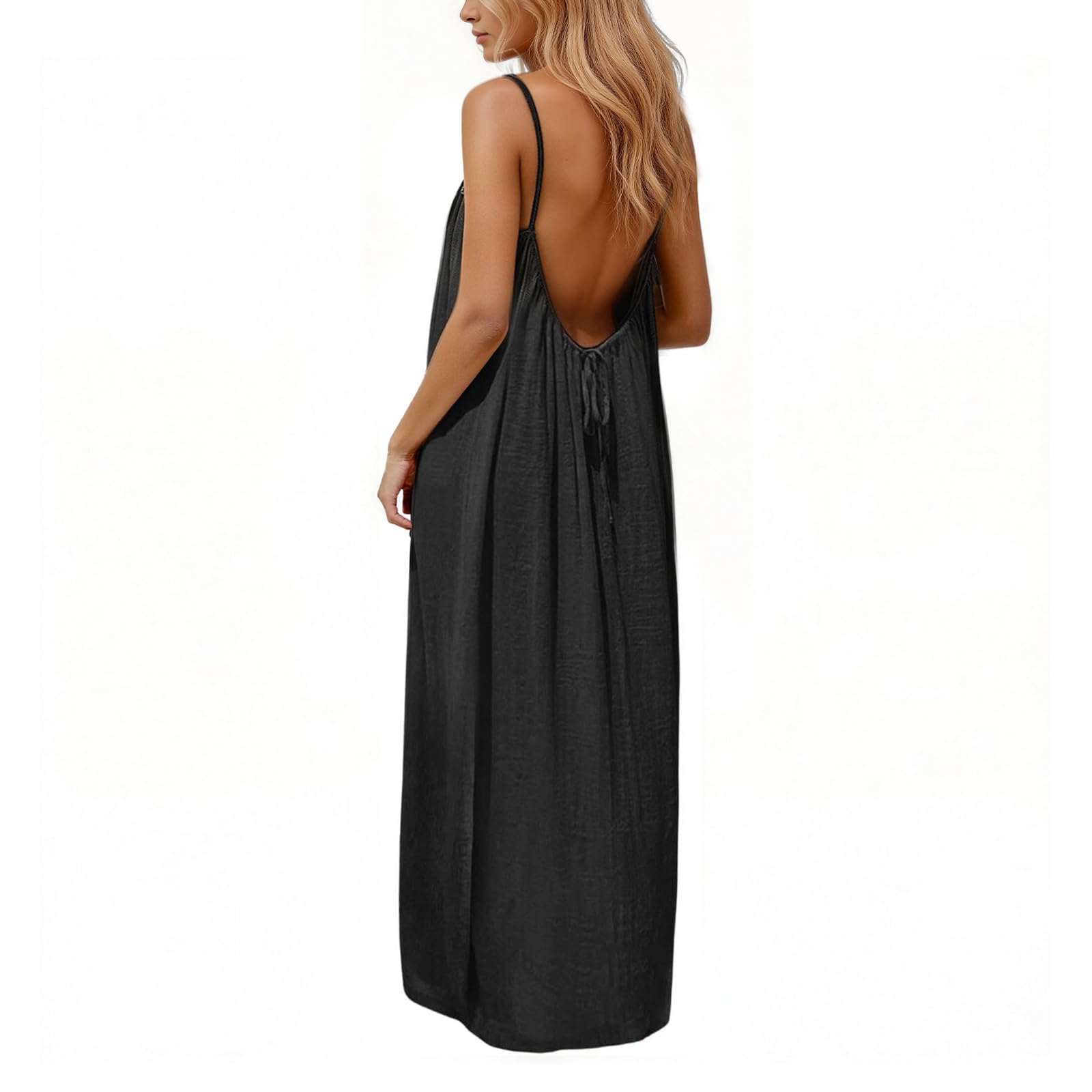 Backless Cami Dress For Women Summer 2026 Sleeveless Long Maxi | Desertcart  QATAR
