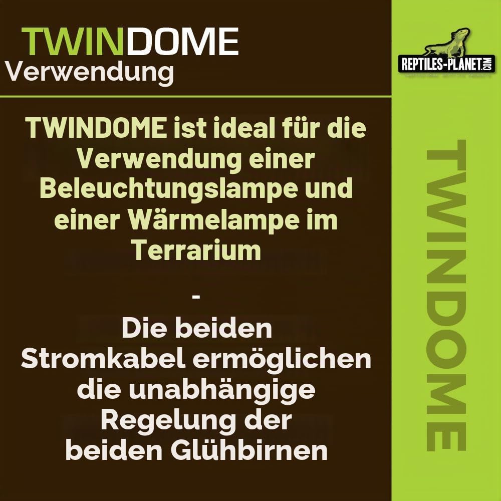 Reptiles Planet - Twindome 14 – Doppel-Lampenhalterung zum Aufhängen oder Aufstellen auf dem Terrarium – Ø 14 cm – H 16 cm
