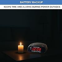 Vista 5 de Digital Alarm Clock AM/FM Clock Radio with Red LED Display, Loud Alarm for Heavy Sleepers Desk or Bedside Clock