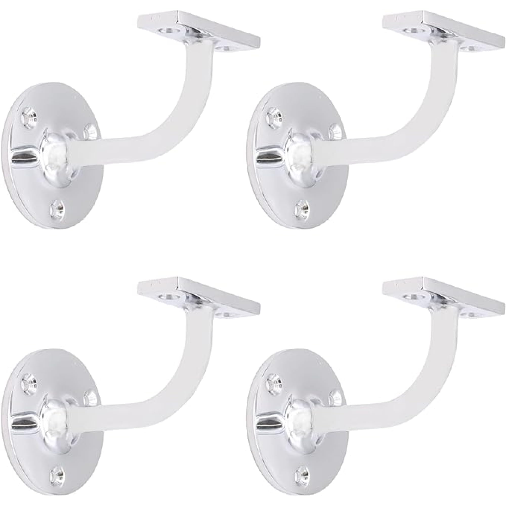 Polished Chrome Handrail Brackets for Stair Bannister Handrail Wood and Steel Handrail - Pack of 4