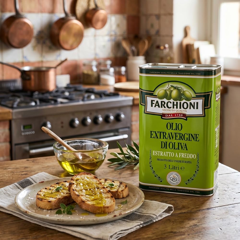Farchioni - Olio Extra Vergine di Oliva (3 Litri) | Estratto a freddo | Latta da 3 Litri