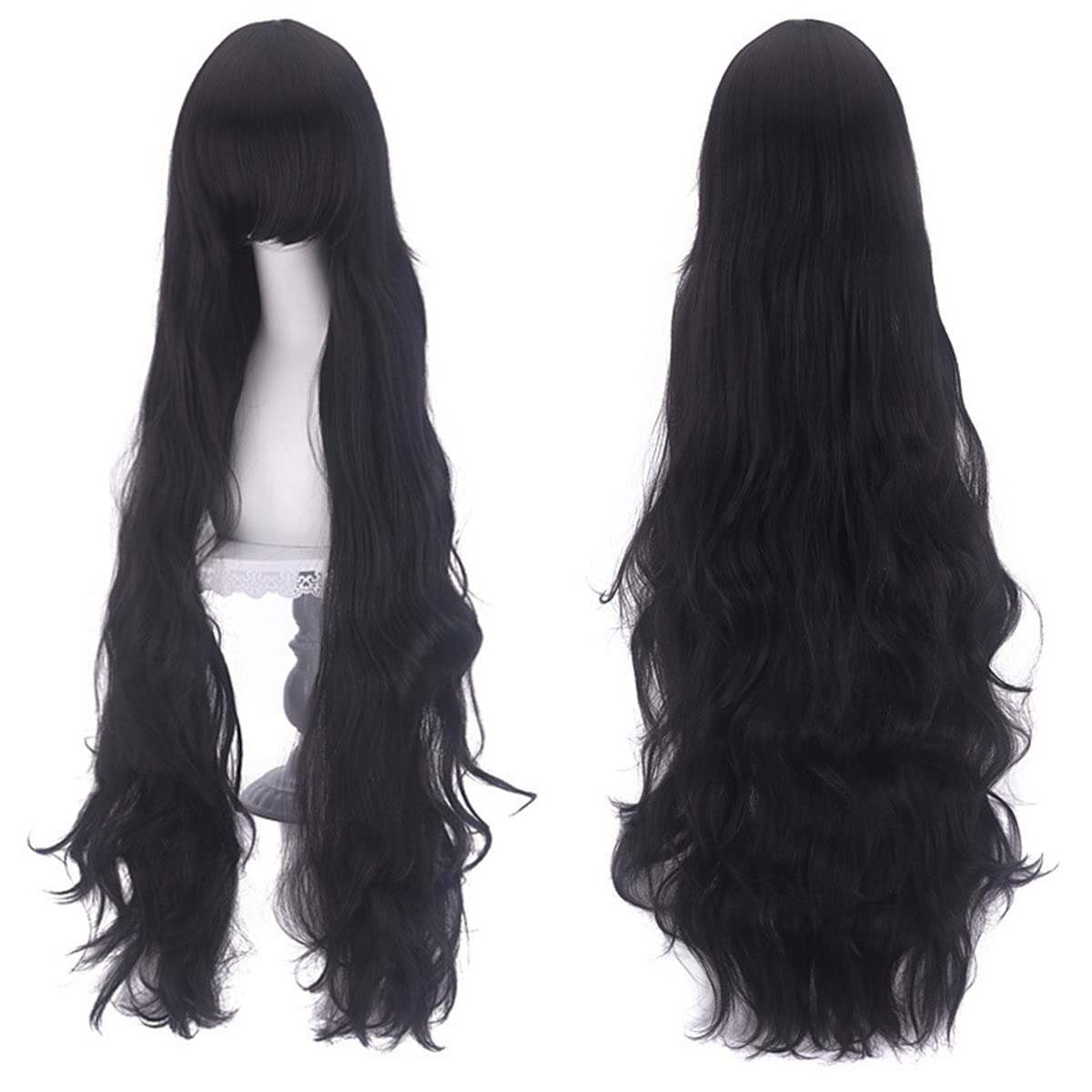 39.37" Long Black Wigs Heat Resistant Synthetic Curly