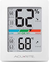 AcuRite Higrômetro de umidade e termômetro digital interno com medidor de temperatura e medidor de umidade, termômetro de quarto, 7,6 x 6,3 cm, branco (01083M)