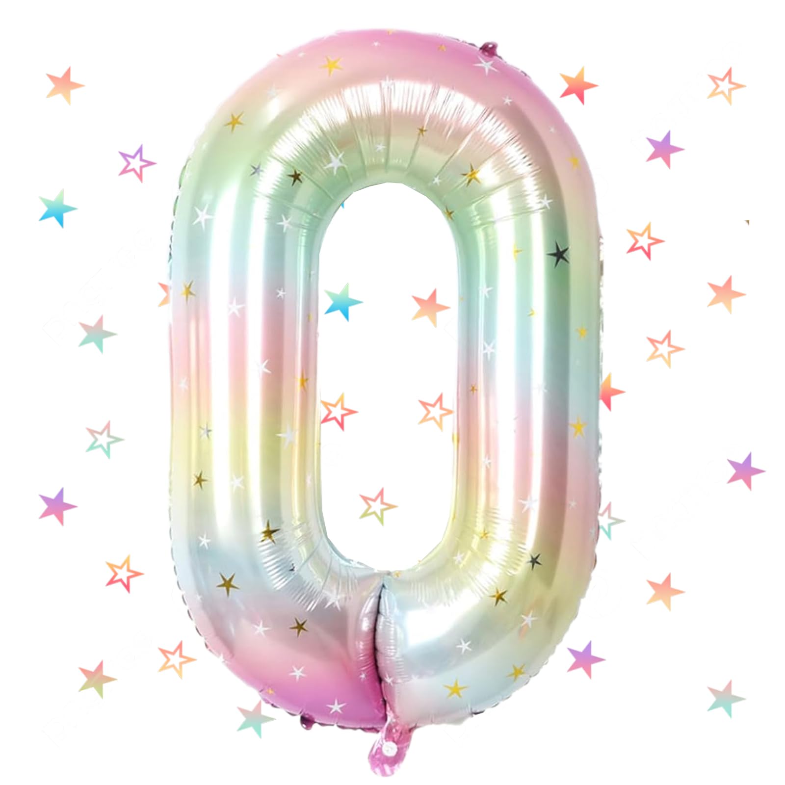 Birthday Foil Balloon Number 0 Rainbow, 101 cm Giant Foil Balloons Number 0, Helium Balloon Numbers 0 Decoration, 0th Birthday Balloon Decoration Wedding Anniversary Party Decoration - Flies with