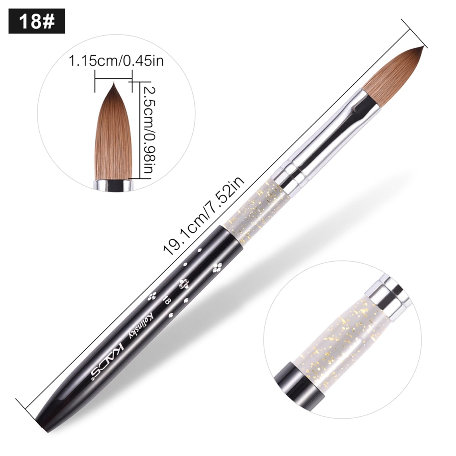 KADS Kolinsky Sable Nail Brush (Size 16), Black - Image 4