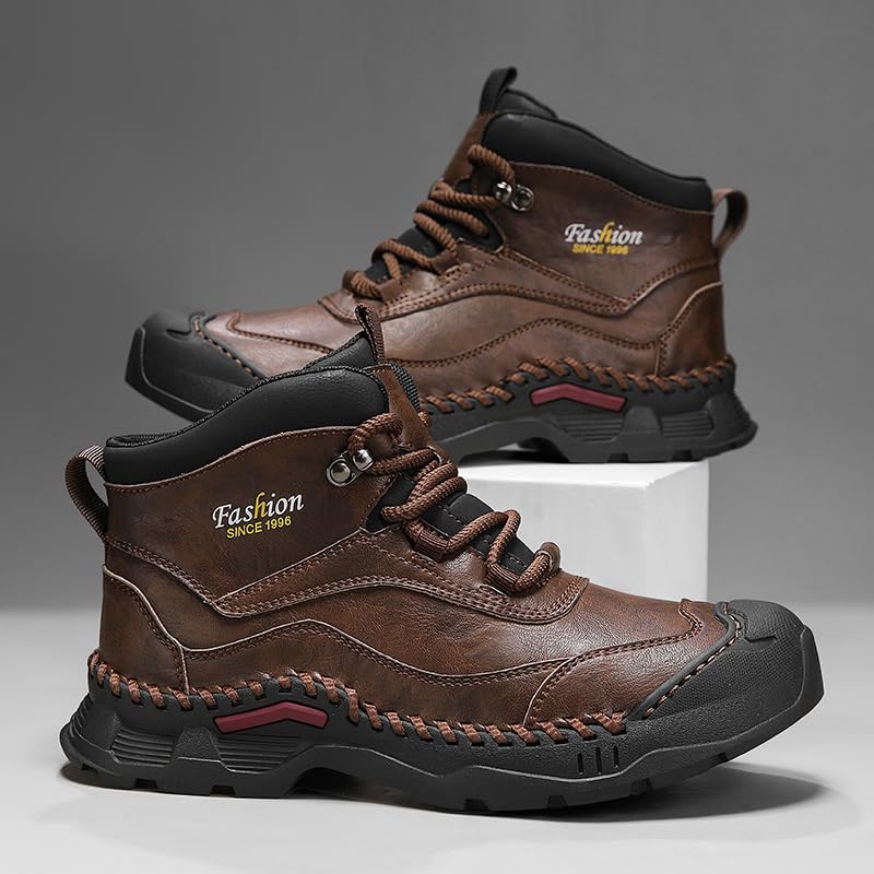 LZDZN Casual Mens Boots For Men Chelsea Shoes Leather High Top Sneakers Men's BlackBrown Brown Black White Size Man Shoe Fashion3