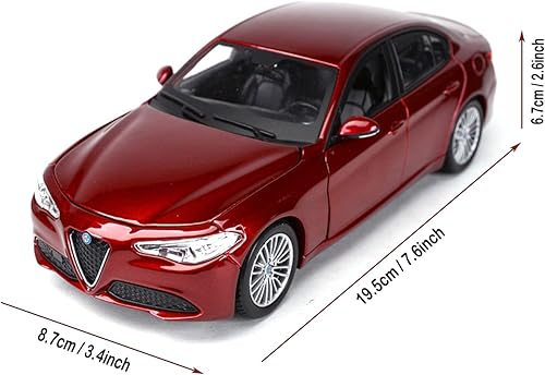 Miniatura 6 de Bburago - Coche de carreras de aleación 1/24 para Alfa Romeo Giulia, coche deportivo estático, exhibición de vehículos de fundición a presión,