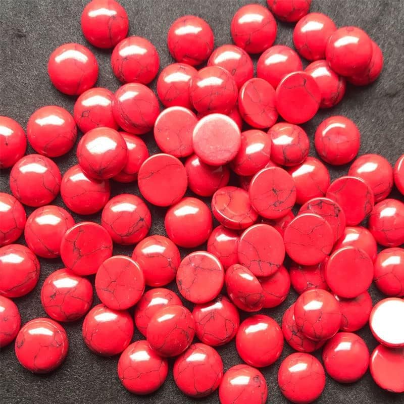 Miniatura 8 de 80 cuentas de cabujones naturales medio redondos con parte trasera plana, cabujones de colores mixtos turquesa para hacer joyas (0.157 pulgadas)