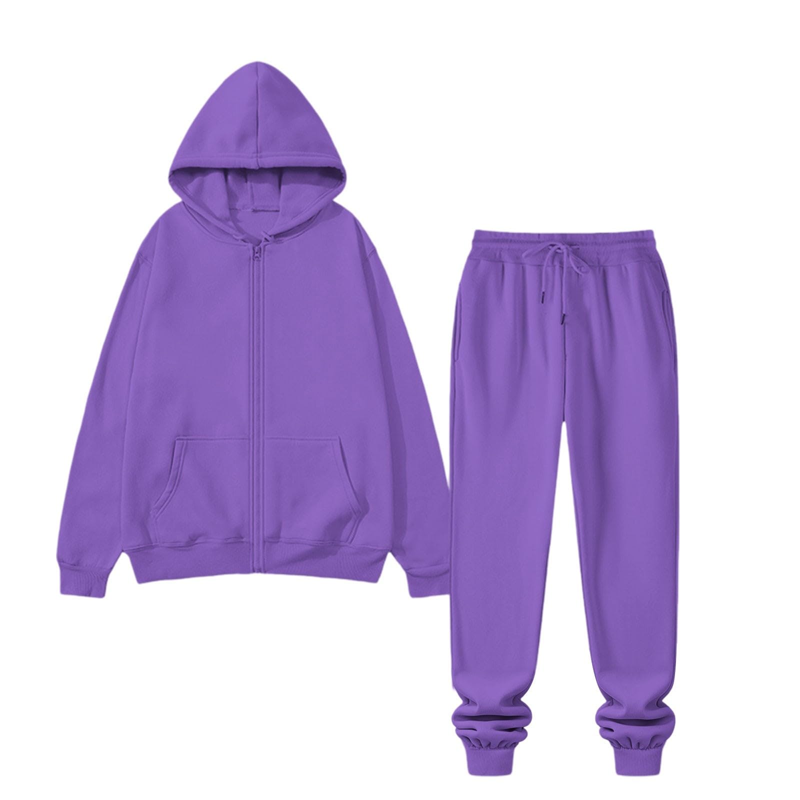 Completo Donna Tuta Sportiva Felpa Pantaloni Jogging 2 Pezzi Ginnastica