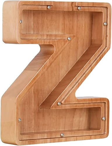 Miniatura 55 de Alcancía de madera con letras para niños y niñas, 26 letras del alfabeto, personalizadas, caja de ahorro de dinero transparente, regalo creativo