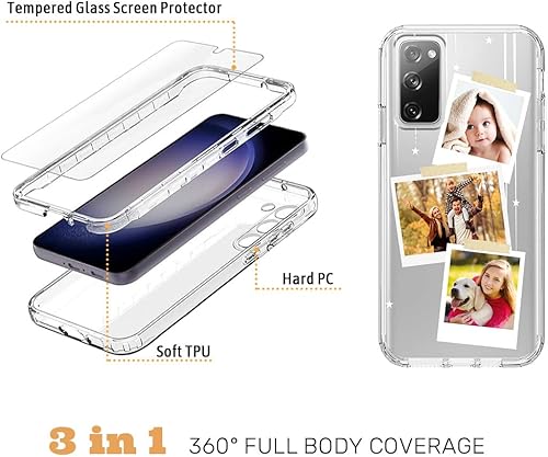 Vista 69 de Funda transparente 3 en 1 diseñada para teléfono Galaxy S21, Plus/Ultra/FE 5G Samsung, capas protectoras híbridas [protector de pantalla] Borrar 05
