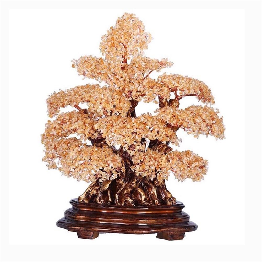 Money Tree Indoor Home Citrine Fortune Tree, Crystal Money Office Decoration, Feng Shui Luck Bonsai Crystal Tree