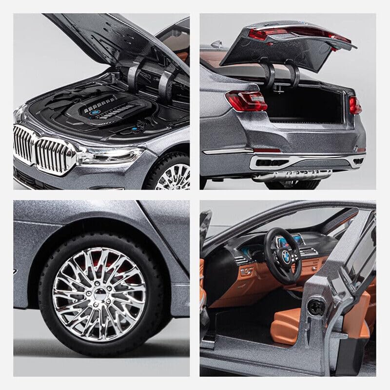 Image of 1:24 Diecast B-m-w 7 Series 760Li Metal Pull Back Car with 6 Openable Doors with Sound and Light Toy Decoration car Best Gift Toys for Kids Boys 【Color As Per Stock】