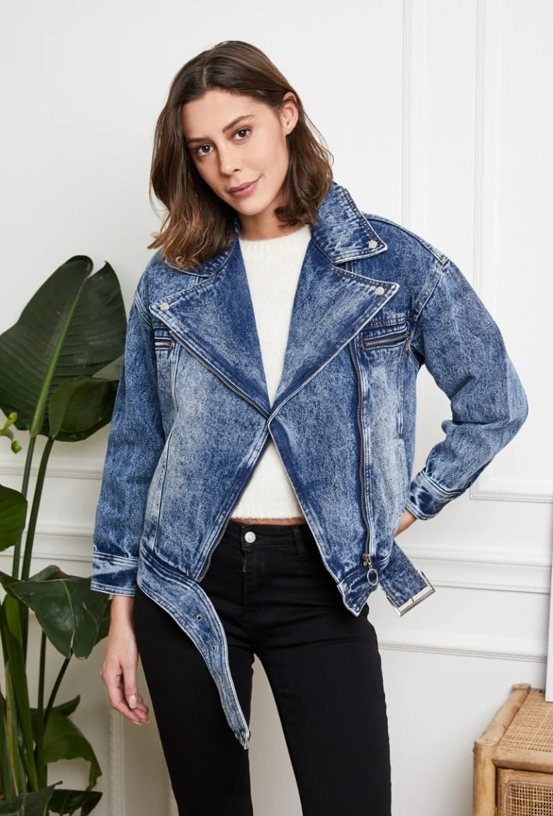 Giacca in Denim Donna Giacche di Alla moda per Ragazze a Maniche Lunghe