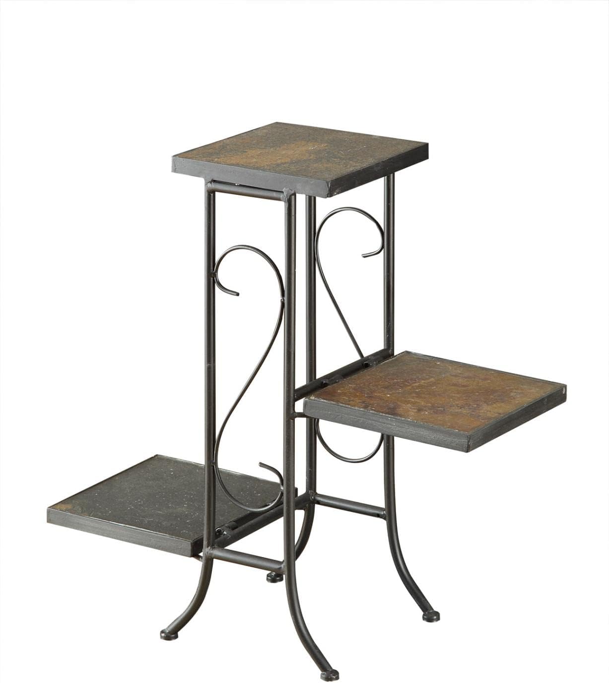 4D Concepts 3Tier Plant Stand with Slate Top, Metal/Slate
