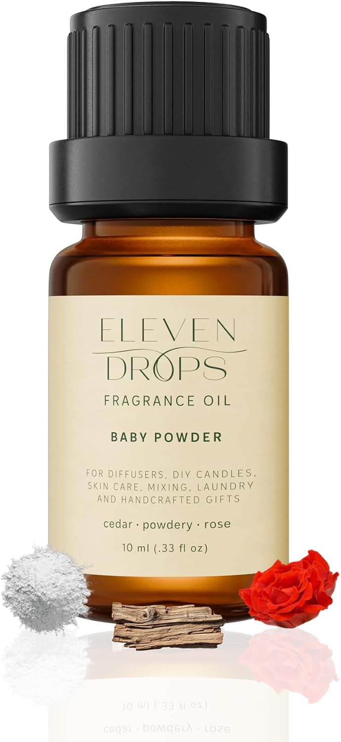 Baby Powder Fragrance Oil | Cedar, Powdery & Rose Notes | Long Lasting Scent Reed Diffuser Oil for Home, Office, Hotel, Spa, Car & Linen Spray | Pet Friendly IFRA Compliant, 10 ml