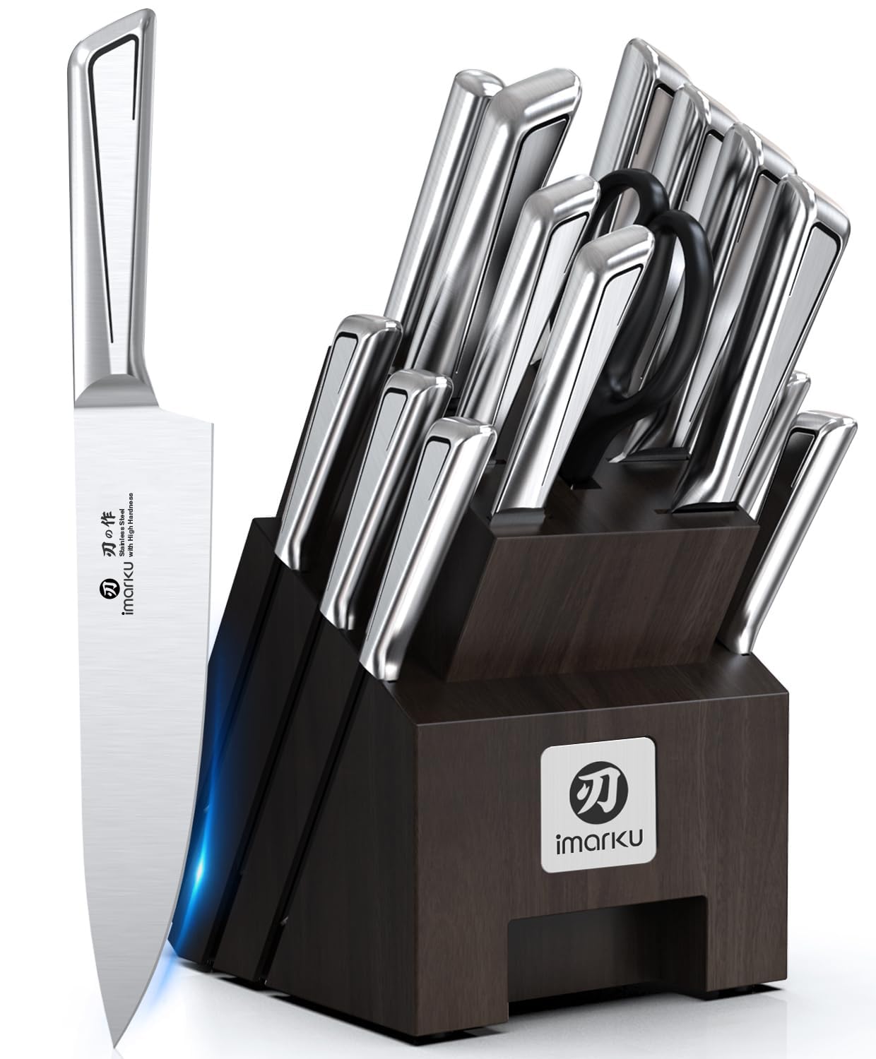 imarku Knife Set, 16 PCS Kitchen Knife Set with Block High Carbon Steel, Ultra Sharp Japanese Knives Set for Kitchen, Ergonomic Handle, Dishwaher Safe, Home Kitchen Essentials, Gifts for Men Women