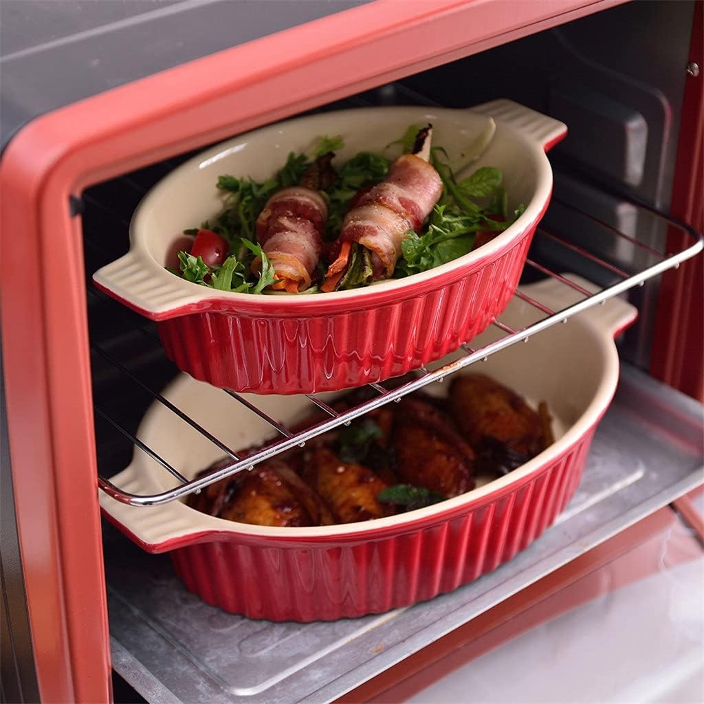 Cutlery Set 4-Piece Oval Baking Dish Plate Set Oven to Table Baking Dish with Ceramic Handles Ideal for Lasagne/Pie/Casserole/Tapas (Color : D) (D) (A)