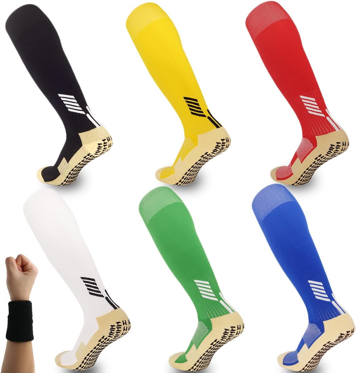 Dee Plus Kids Socks Anti Slip Boys Girls Football Socks Children Non-Slip Long Compression Sports Socks Rubber Pads Soccer Basketball Socks Running Outdoor for Age 6-11