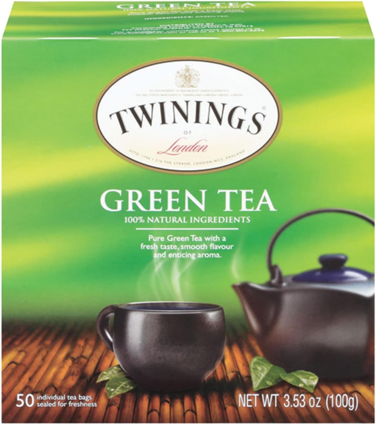 Green Tea Bags - Caffeinated Tea Made from Fresh Green Tea Leaves, Perfect for Hot or Iced Tea, 50 Count