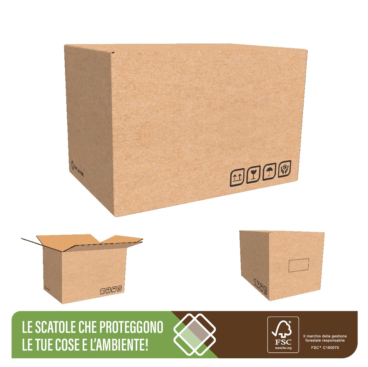LA MIA SCATOLA - Scatole di Cartone Doppia Onda, 60x40x40 cm, Confezione da 15 Pezzi, Resistenti per Trasloco e Imballaggio FSC® RECYCLED CERT. SGSCH-COC-090125