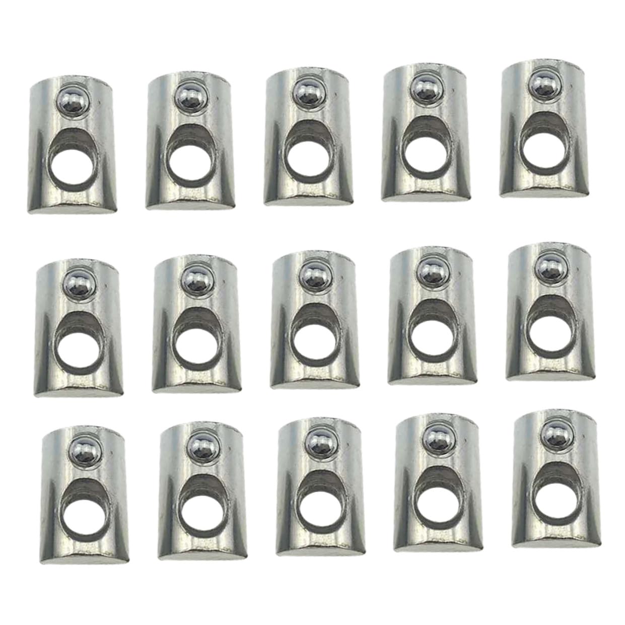 100pcs Carbon Steel Nickel-Plated T Slot Nuts with Spring Ball Elastic T-Type Nuts for Aluminum Profile Extrusion Compatible with M5 European Standard