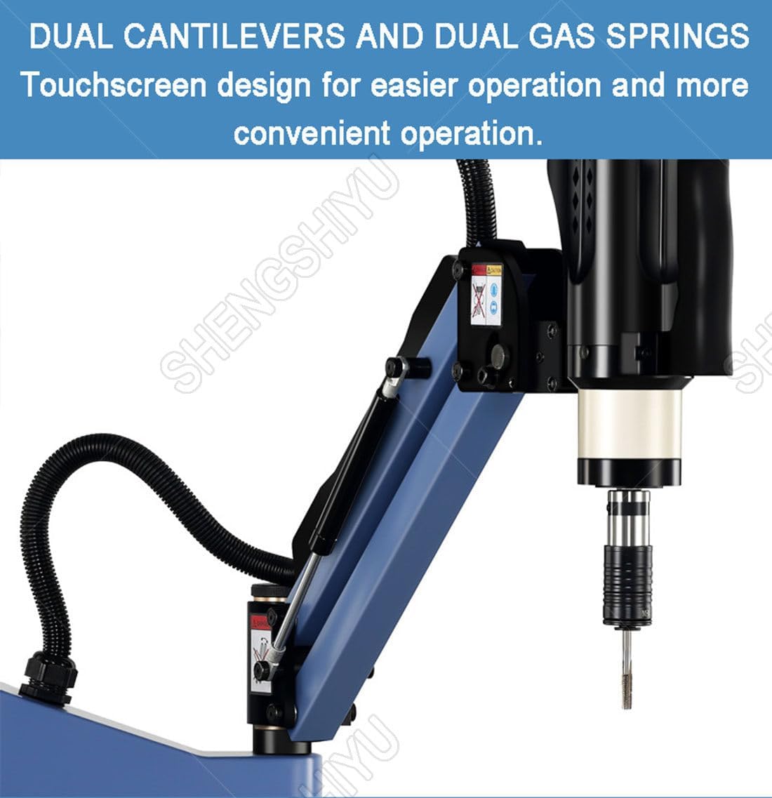 Tapping Machine Table 600W,1000mm Reach with Servo Motor & Overload Protection,360° Omnidirectional Tapping Arm for Varied Thread Sizes,500mm Vertical Stroke M3～M12