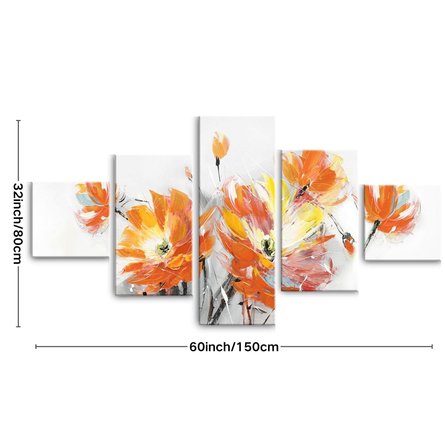Amazon.com: Pigort Abstract Large SIze Flower Wall Art for Living
