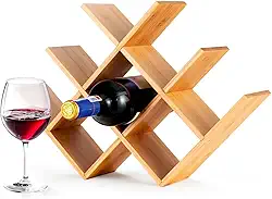 Adega Rack De Vinho Bambu Armazenamento Empilhável 8 Garrafas Suporte Vinho Independente Dolce Home