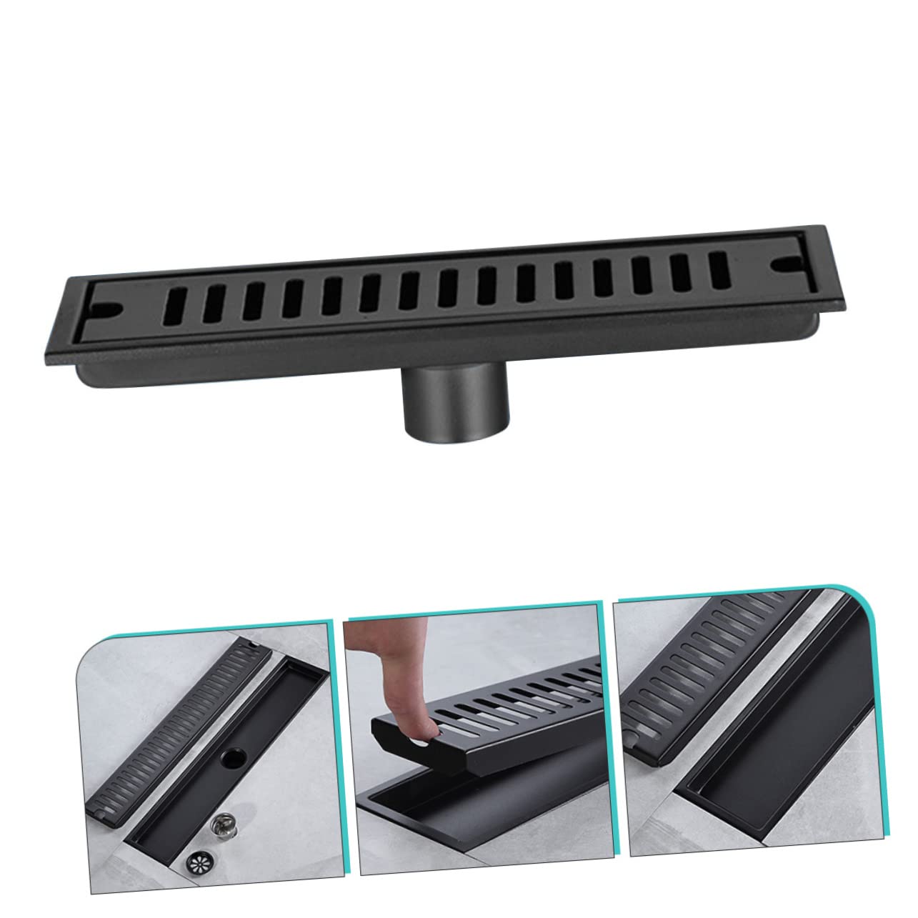 Desagüe 304 de Acero Inoxidable de Suelo Rectangular Negro