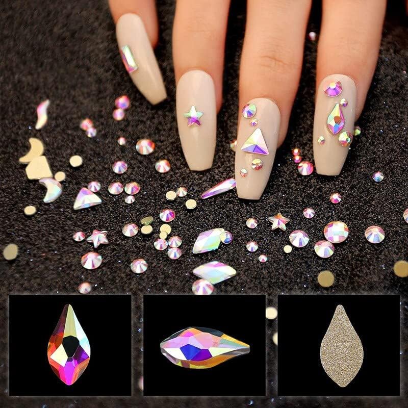 Multi-Shape Flat Back Glass Irregular Crystal/AB/Rainbow Rhinestone Nail Art Craft 3D Decoration - (Color: NO.01)