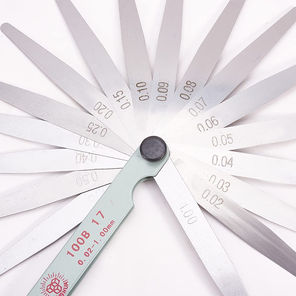 Auniwaig 3.94inch Length 0.02-1.00mm Thickness Metric Insert Card 17 Blades Manganese Steel Measure Gage Feeler Gauge 1pcs