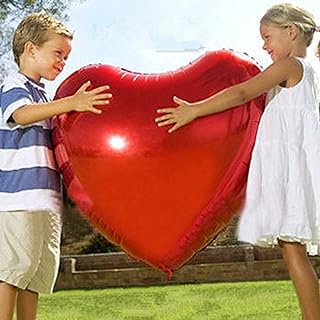AnnoDeel 2 pcs 32inch Huge Red Heart Balloons, Romantic Large Heart foil Balloons for Wedding Decorations Love Balloons Pa...