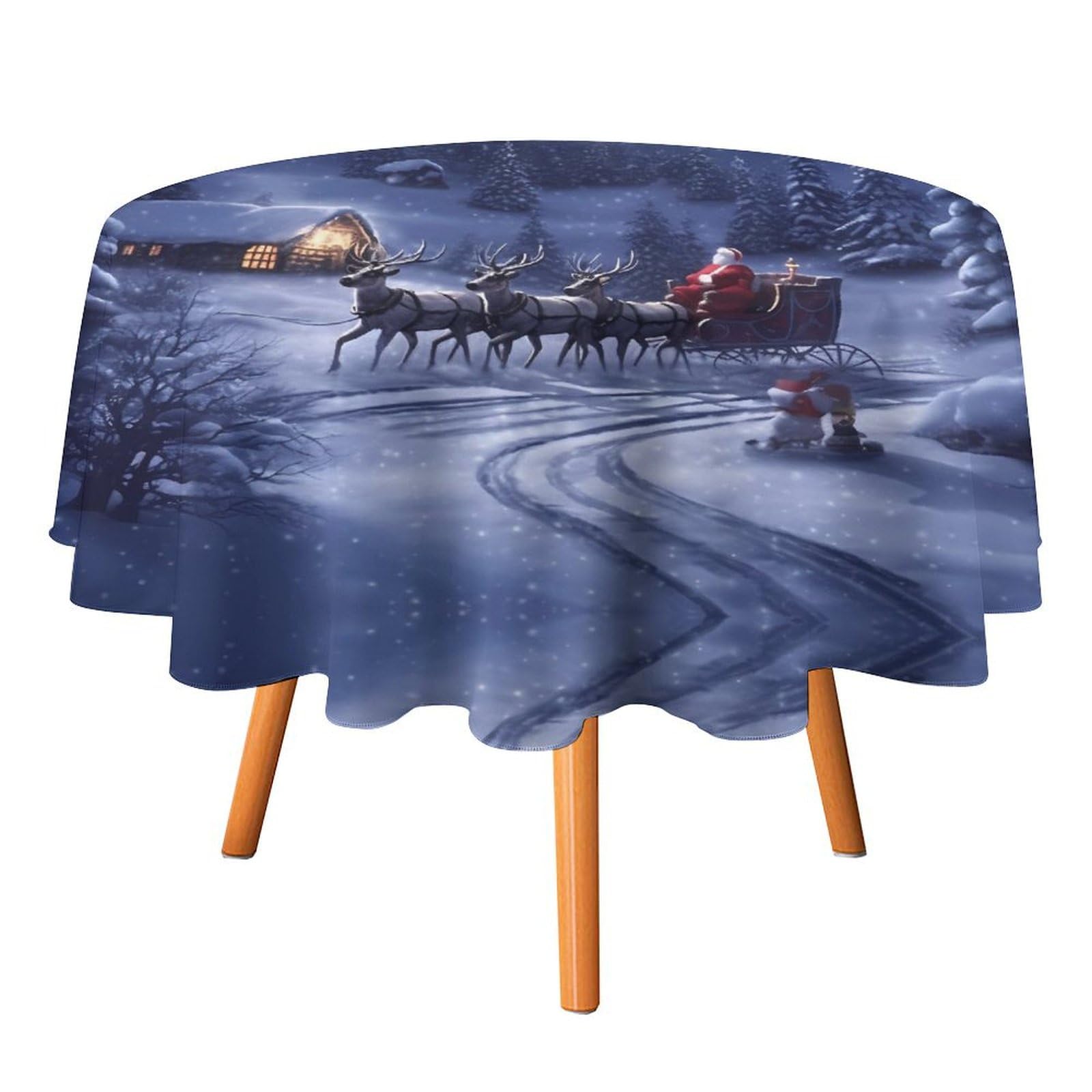 Nappes rondes imprimées de Noël en tissu haut de gamme durable pour buffet festif