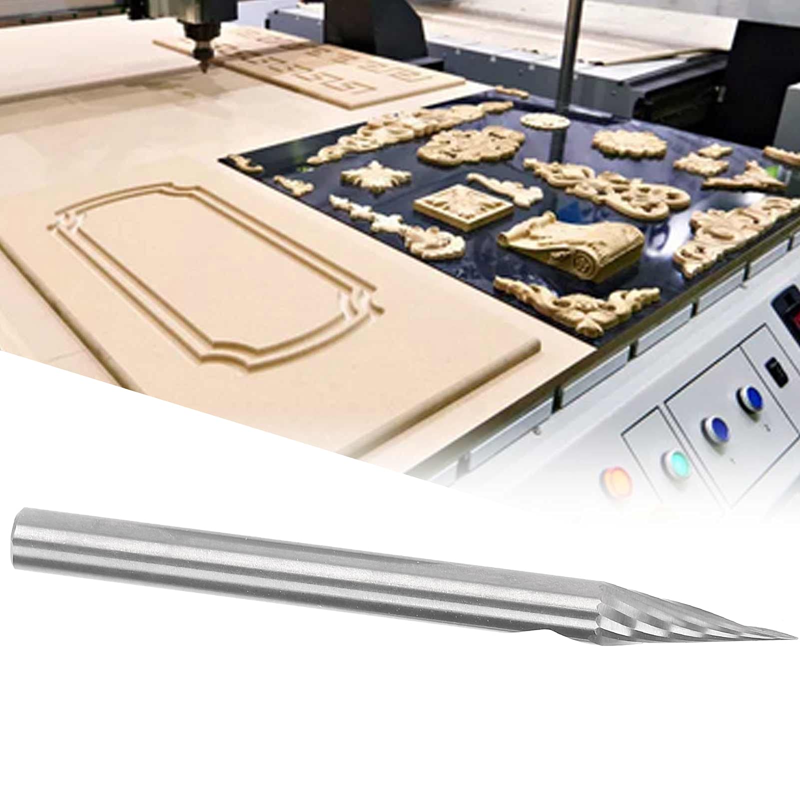 3.175x20 ° X0.1x40L Spirale 20 Gradi con Scanalatura a V Utensile per Incisione Frese Fresa in Metallo Duro con Punta a V per Operazioni di Intaglio del Legno