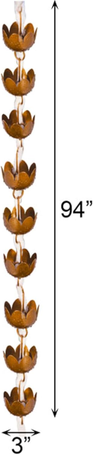 Ancient Graffiti Lily Cup Rain Chain, Copper Plated