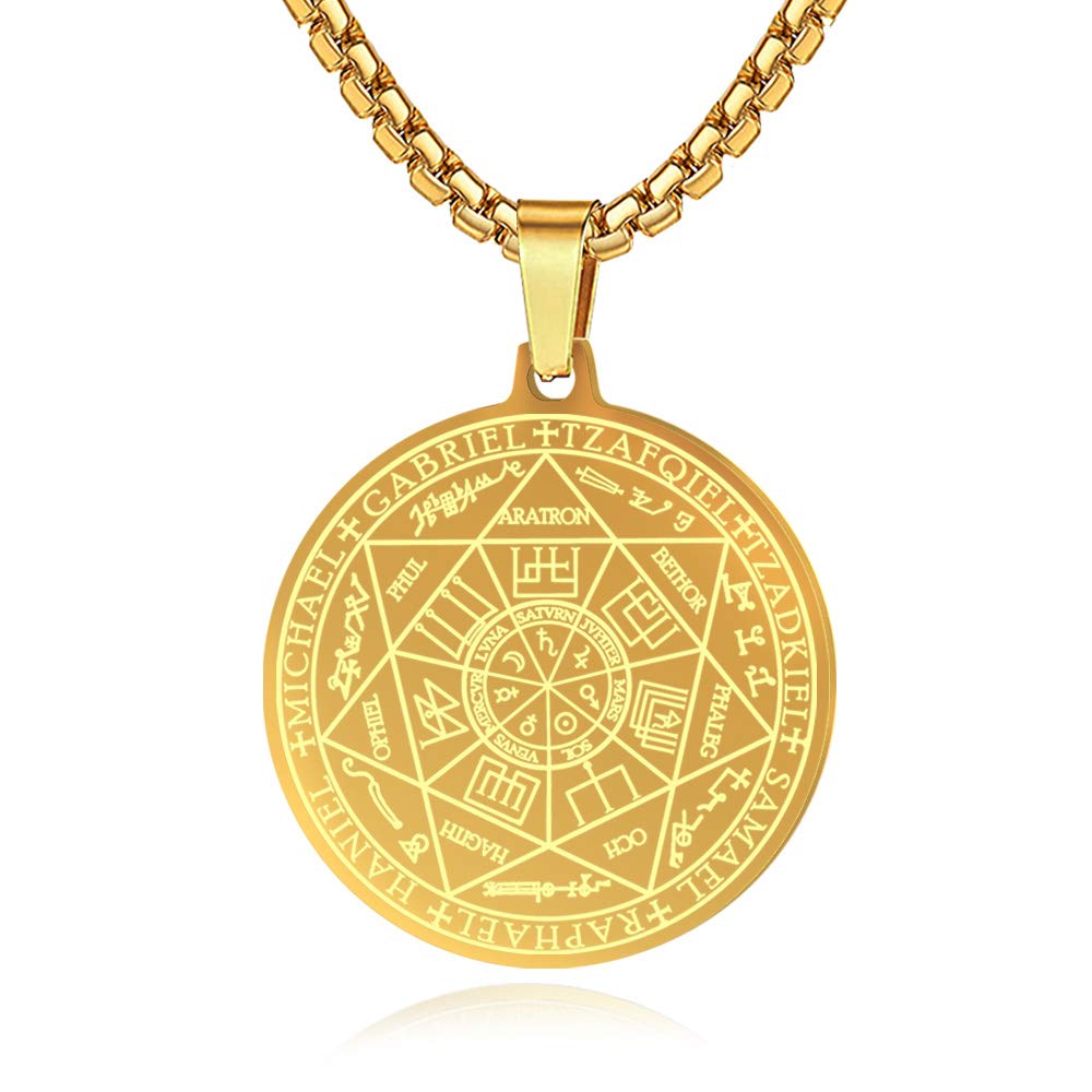 Buy FLYUNSt Michael Necklace For Men, Seal of The 7 Archangels Pendant