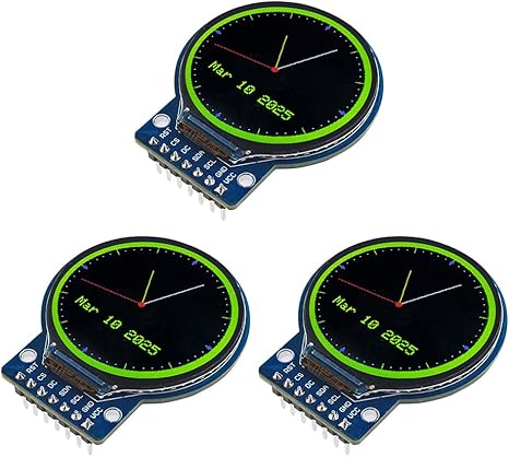 Hosyond 3PCS 1.28 Inch TFT LCD Round Display Screen Module RGB 240 * 240 GC9A01 Driver 4 Wire SPI for Arduino