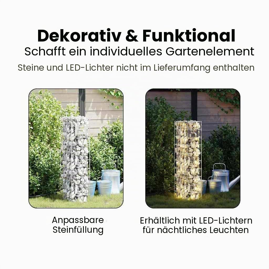 vidaXL Gabionen Wasserhahn 4 STK. Silber 25 x 25 x 100 cm