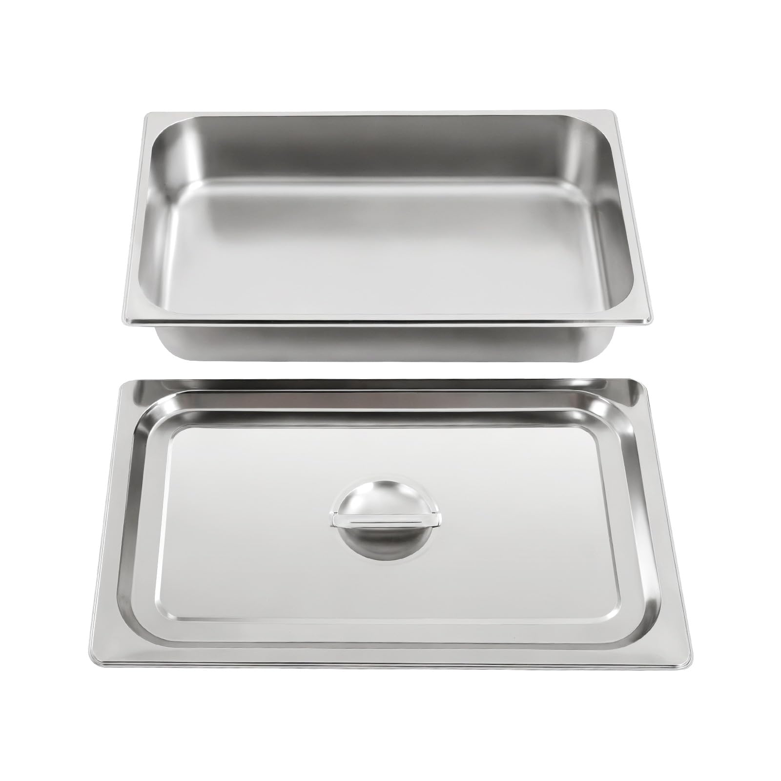 Juego de 4 recipientes de acero inoxidable Gastronorm, tamaño 53,5 x 32,5 x 10 cm, recipiente para alimentos, apto para lavavajillas, apilables, para buffet, aperitivos, restaurantes, catering