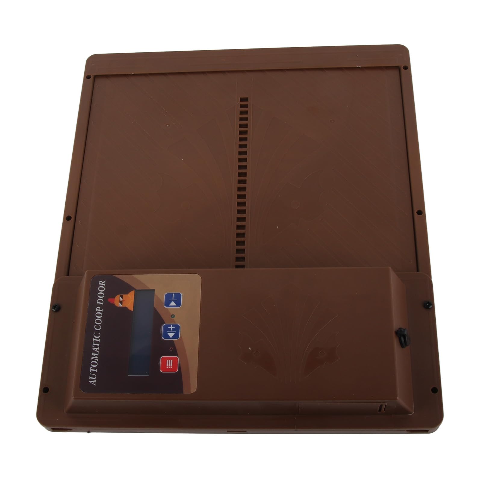 Jiawu Porta Automatica per Pollaio con Timer, Apriporta USB per Pollaio Esterno con Apertura Orizzontale per Protezione Dai Predatori, Apertura Trasparente 10,6x7,9 Pollici per Polli e Anatre (BROWN)