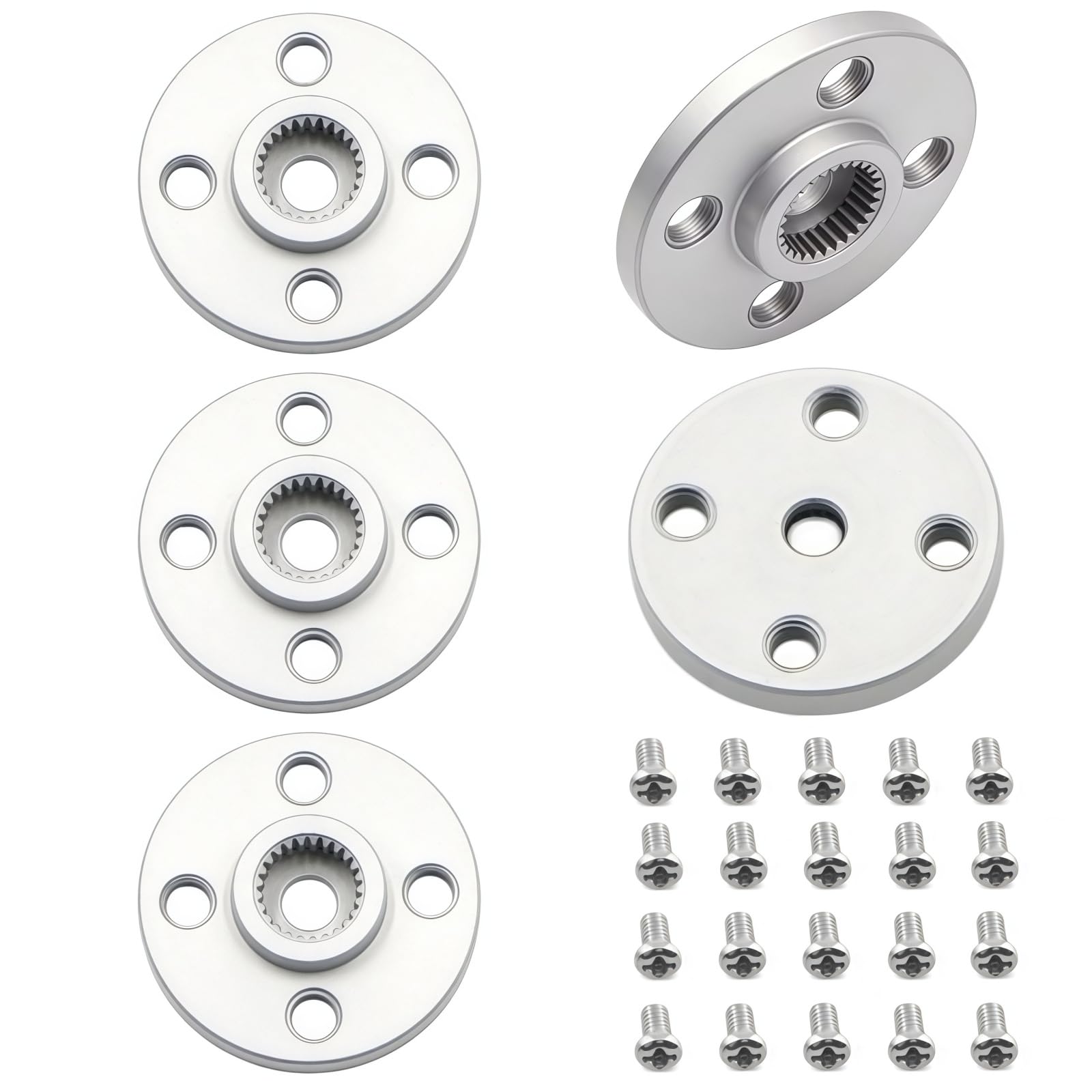 MiJunHD 5Pcs Metal 25T Servo Horn Round Shaped Aluminum Alloy Servo Arm Horn Servo Disc with Screw RC Car DIY Robot MG995 MG996R CNC Standard Kit (Silver)
