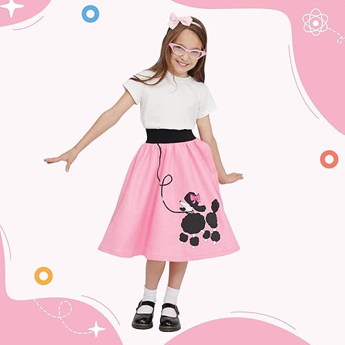 Miniatura 4 de FAYBOX Disfraz de falda de caniche de los años 50 para niñas, disfraz de 100 días de escuela para niños
