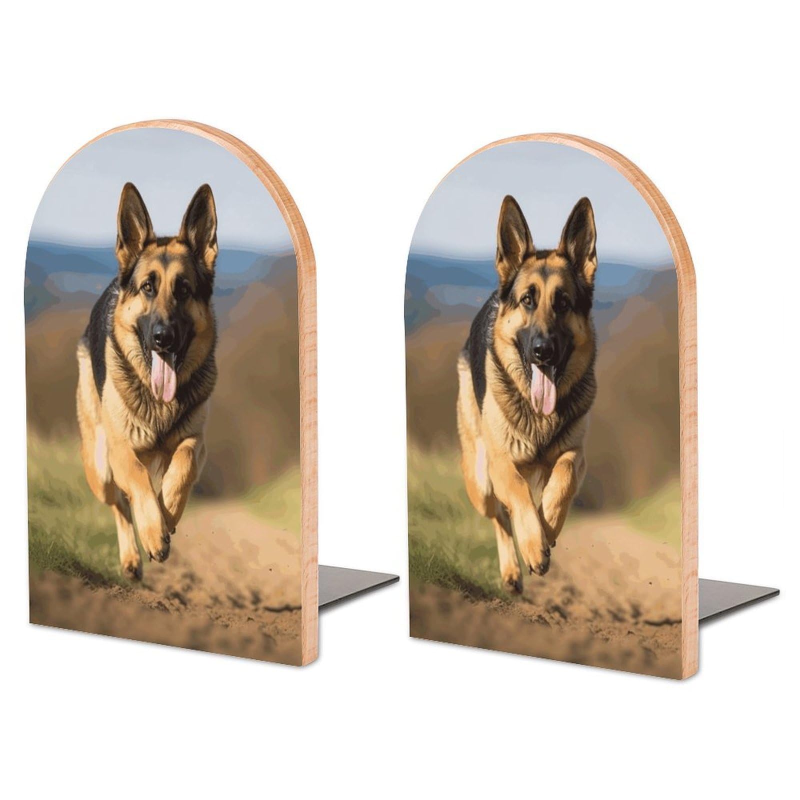 Serre-livres extensible bois berger allemand pour maintenir les livres lourds