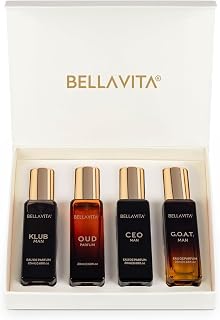 Bella Vita Luxury Men's Perfume Gift Set 4x20ml | Long-Lasting KLUB, OUD, CEO, G.O.A.T Scents | Woody Citrus Oud Fragrances for Valentine's Day