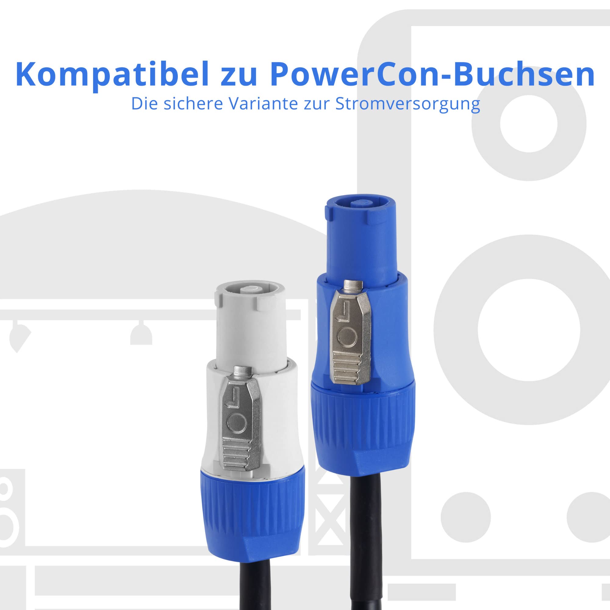 Pronomic Power Twist 5 Stromkabel Set - 2 Kabel zur Stromversorgung von Aktiv-Lautsprechern und Scheinwerfern - PowerCon-kompatible Stecker - Kabel (H05VV-F) mit 3X 1,5 mm² - Länge: 5 m - Schwarz