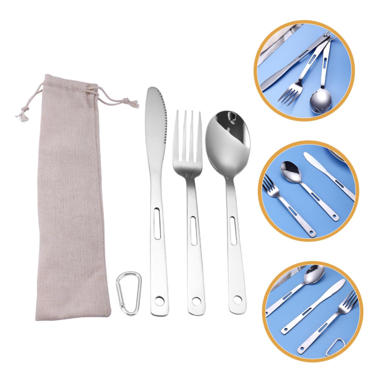 Toddmomy Cubiertos para Camping De Acero Inoxidable Tenedor Cortador y Cuchara para Viajes y Acampada Portátil