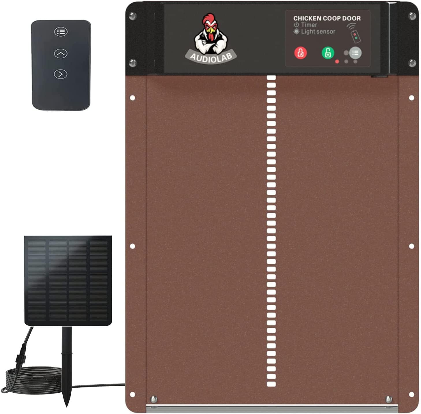 Audiolab Automatic Chicken Coop Door Opener, Solar Chicken Door Light Sensor & Timer