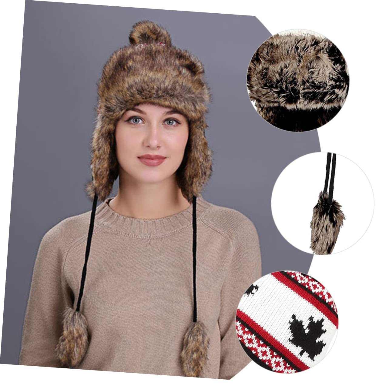 PACKOVE 3piezas Gorro De Lana para Frío Gorro De Punto Orejeras Sombrero Cálido y Elegante para Actividades Al Aire Otoño
